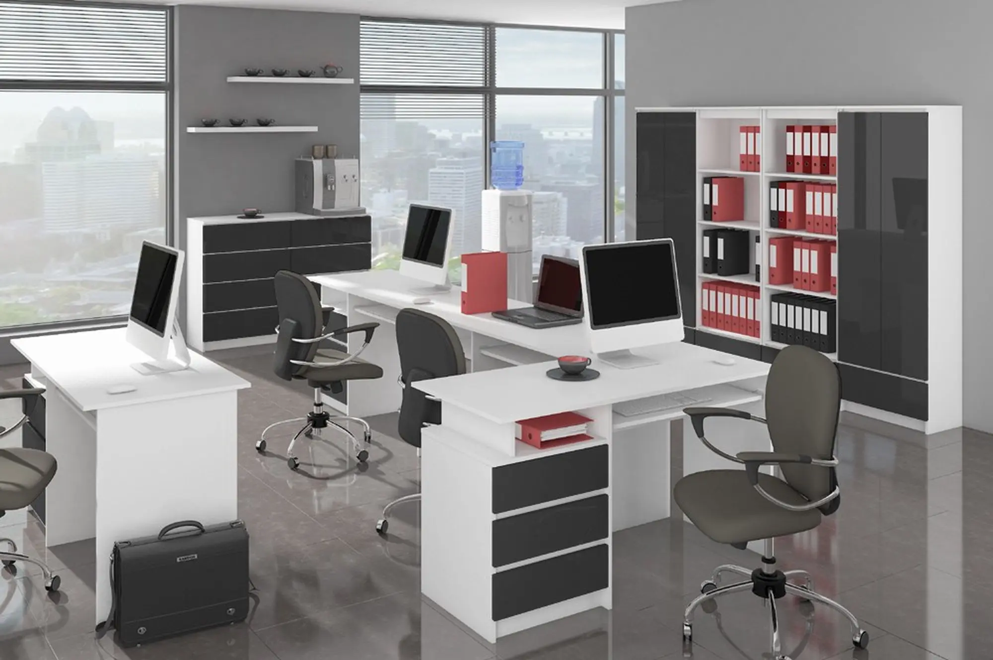 Masa pentru calculator Akord CLP 135cm (White/Graphite Gloss)