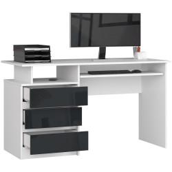 Masa pentru calculator Akord CLP 135cm (White/Graphite Gloss) Thumb