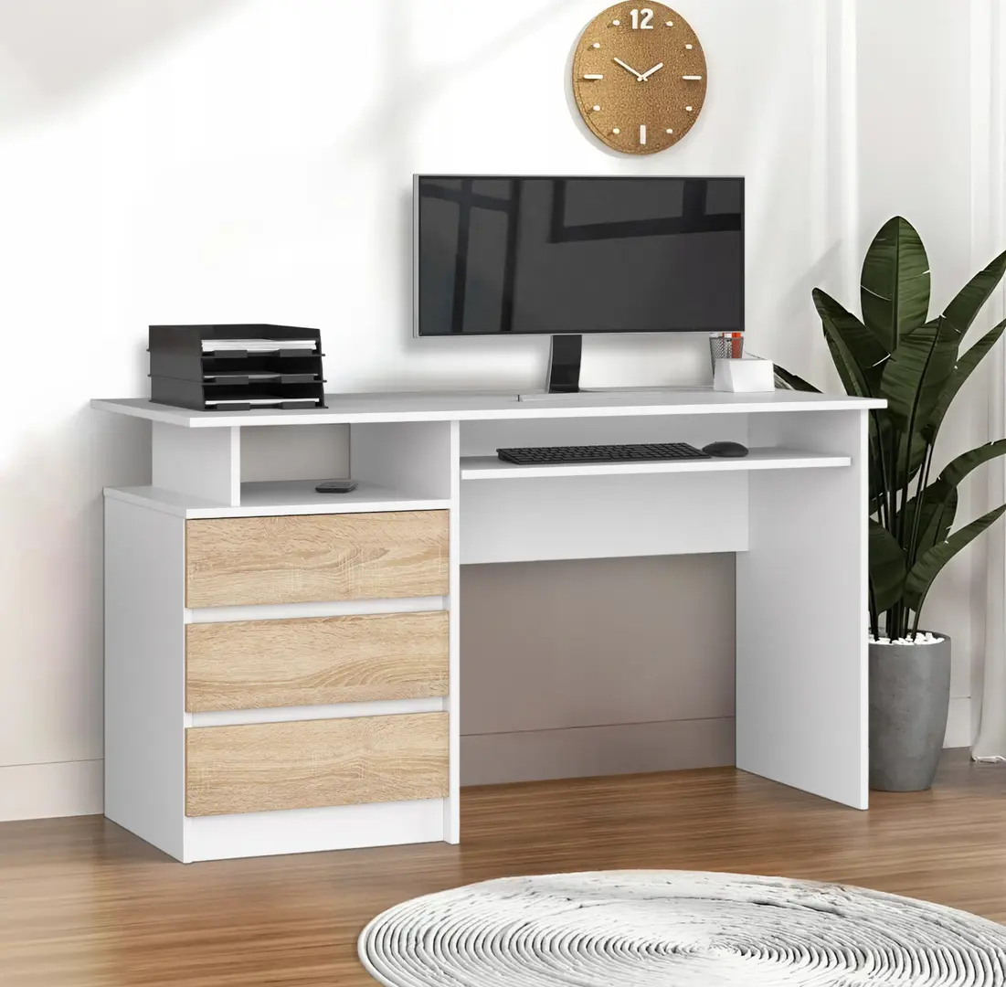 Стол компьютерный Akord CLP 135см (White/Sonoma Oak)