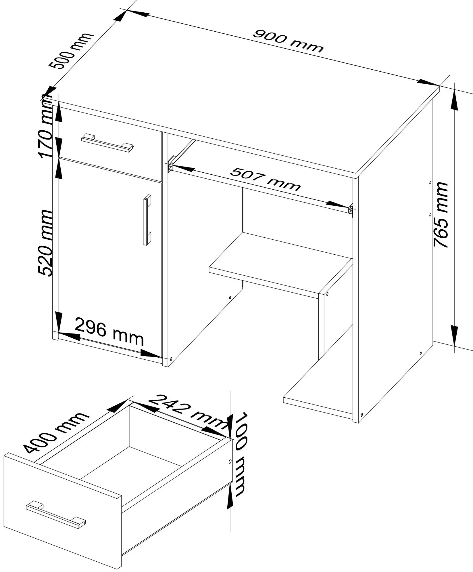 Masa pentru calculator Akord Jay 90cm (Sonoma Oak)