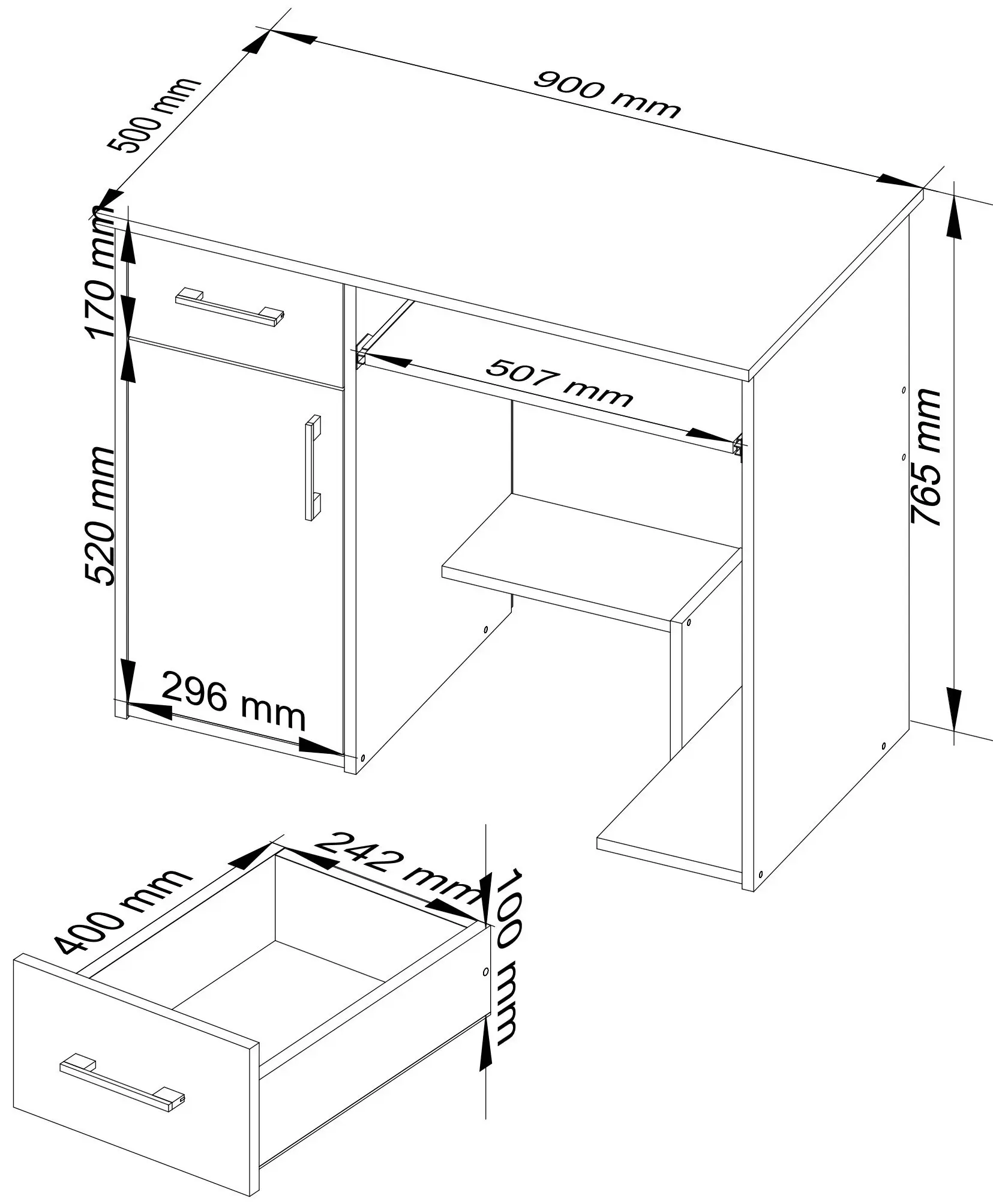Masa pentru calculator Akord Jay 90cm (Sonoma Oak/White)