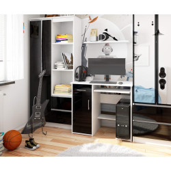 Masa pentru calculator Akord Jay 90cm (White/Black Gloss) Thumb