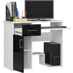 Masa pentru calculator Akord Jay 90cm (White/Black Gloss) Thumb