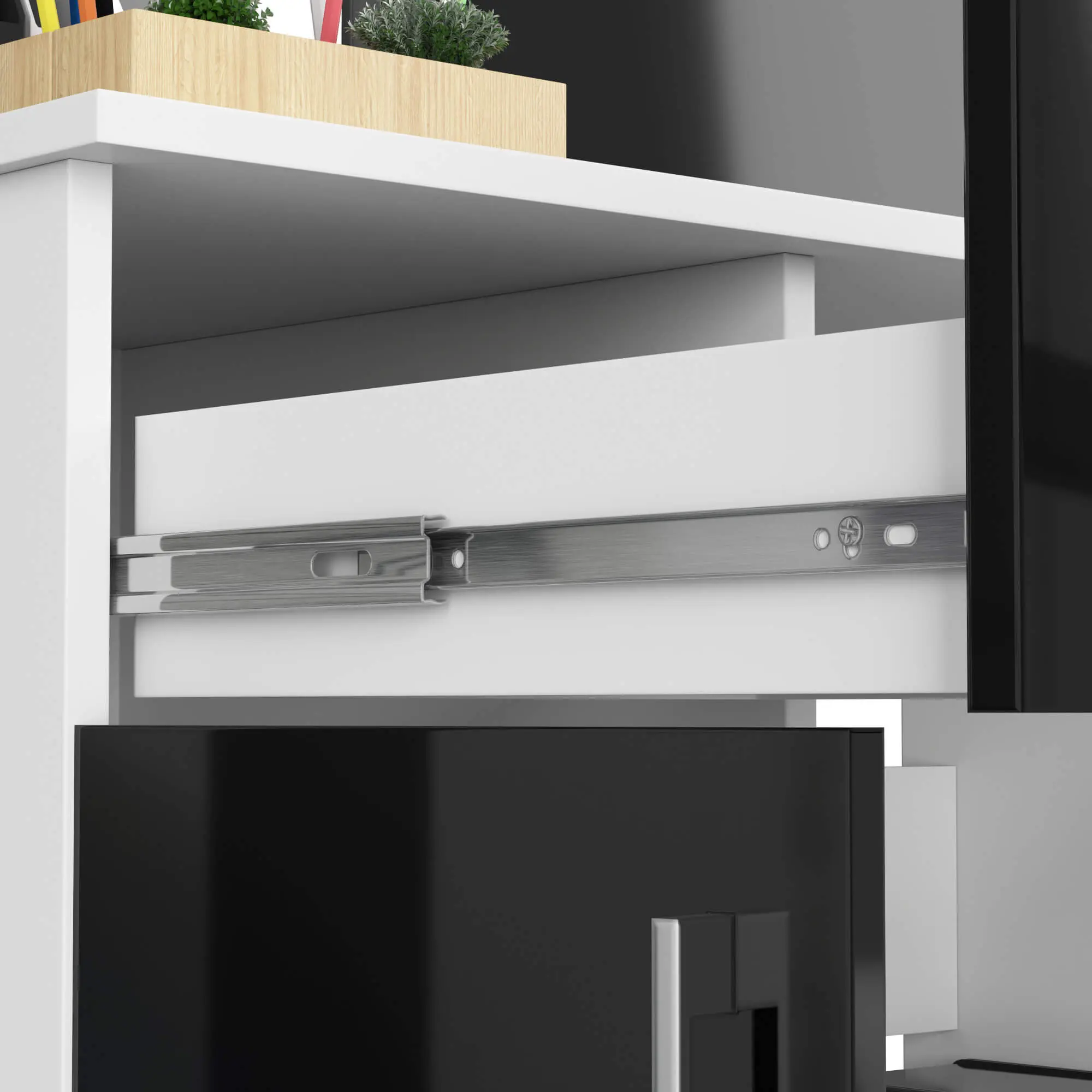 Masa pentru calculator Akord Jay 90cm (White/Black Gloss)