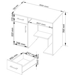 Masa pentru calculator Akord Jay 90cm (White/Black Gloss) Thumb