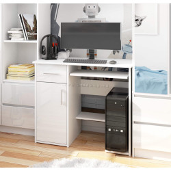 Masa pentru calculator Akord Jay 90cm (White/Glossy White)