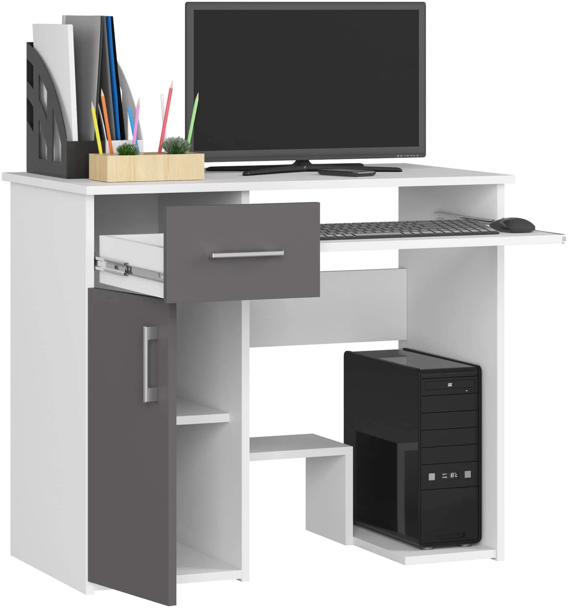 Masa pentru calculator Akord Jay 90cm (White/Graphite Grey)