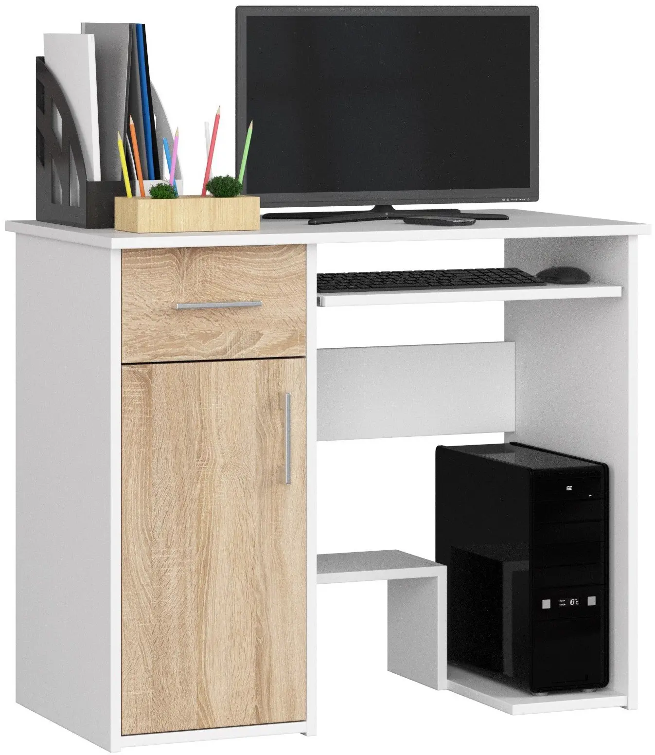 Стол компьютерный Akord Jay 90см (White/Sonoma Oak)