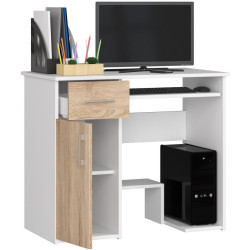 Стол компьютерный Akord Jay 90см (White/Sonoma Oak) Thumb