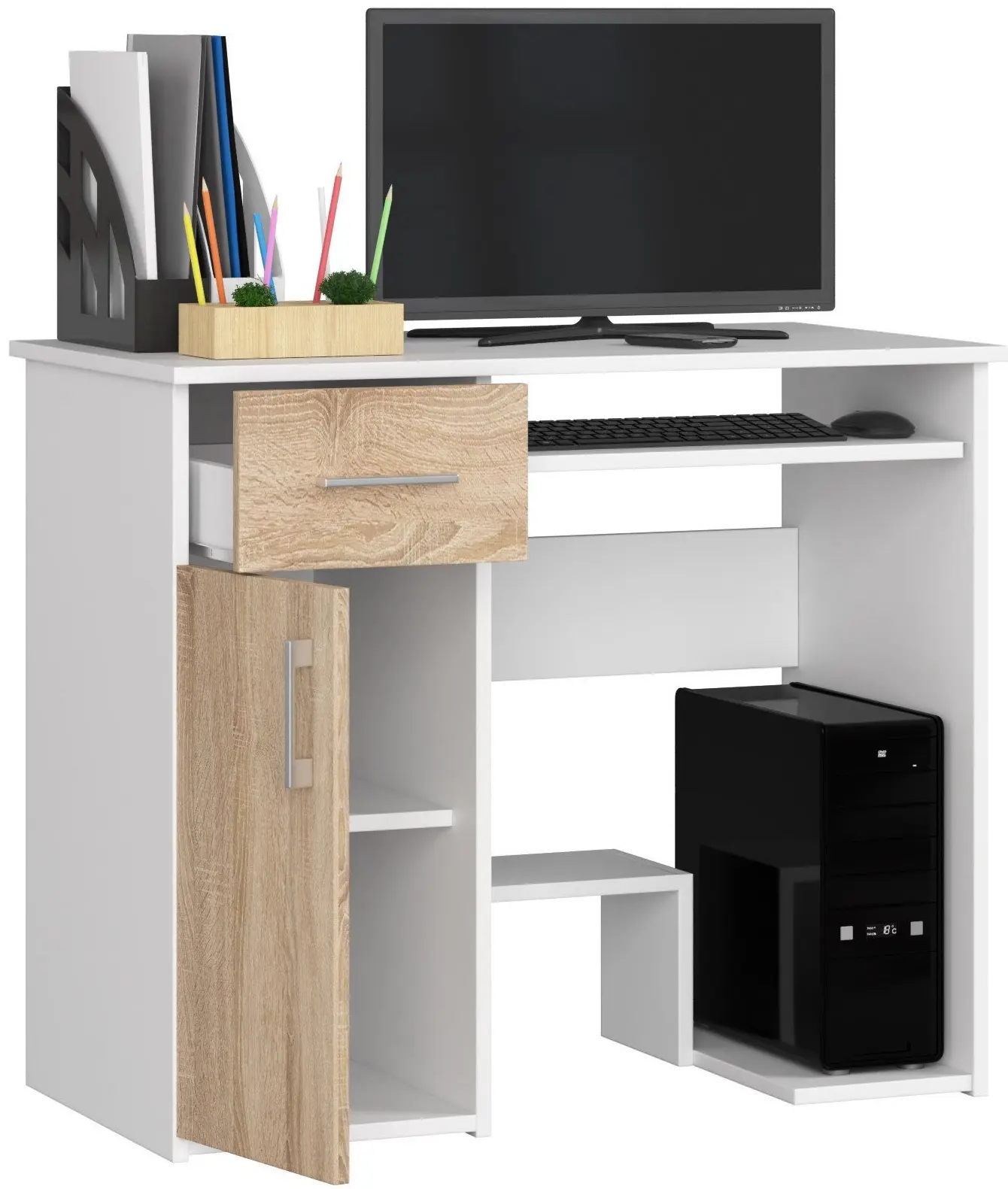 Стол компьютерный Akord Jay 90см (White/Sonoma Oak)