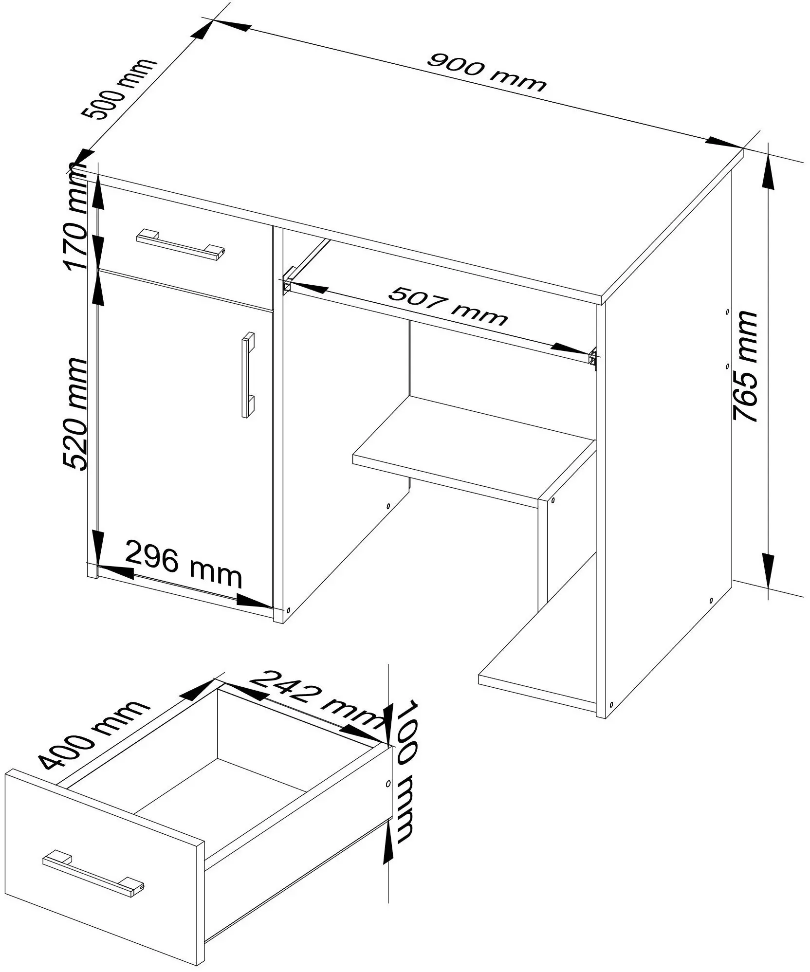 Стол компьютерный Akord Jay 90см (White/Sonoma Oak)