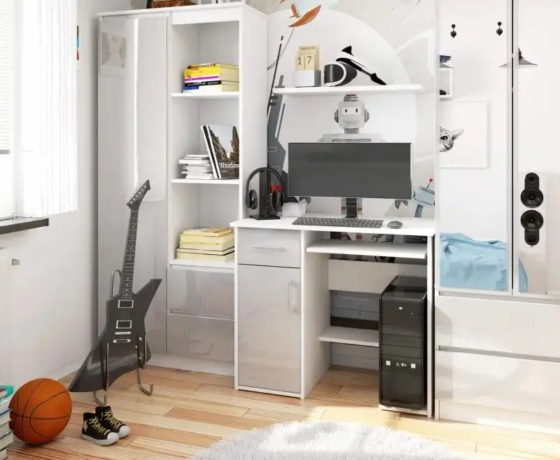 Стол компьютерный Akord Jay (White/Metallic Gloss) - 3