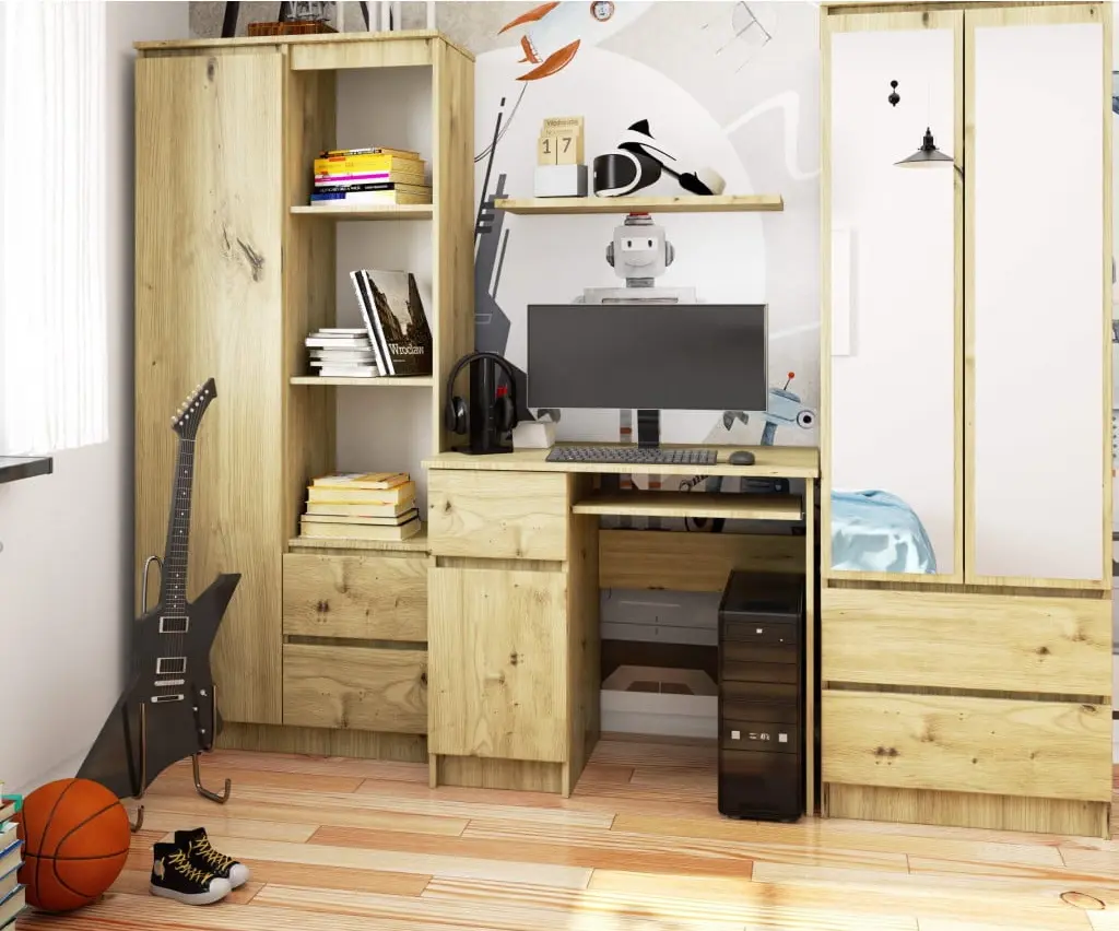 Masa pentru calculator Akord Piksel 90cm Left (Artisan Oak) - 4