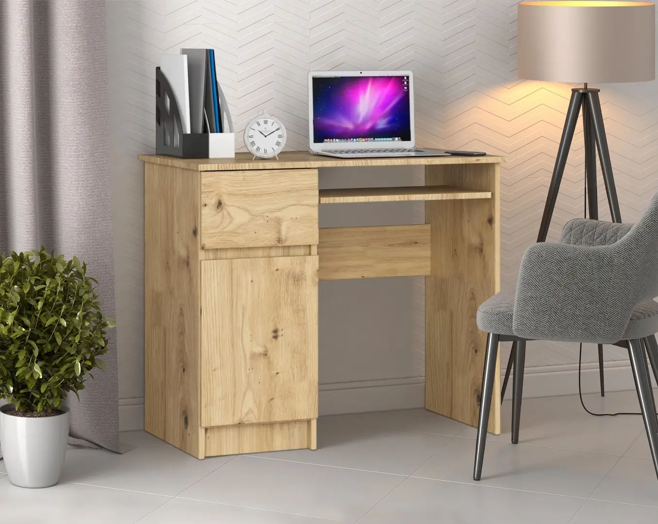 Masa pentru calculator Akord Piksel 90cm Left (Artisan Oak)