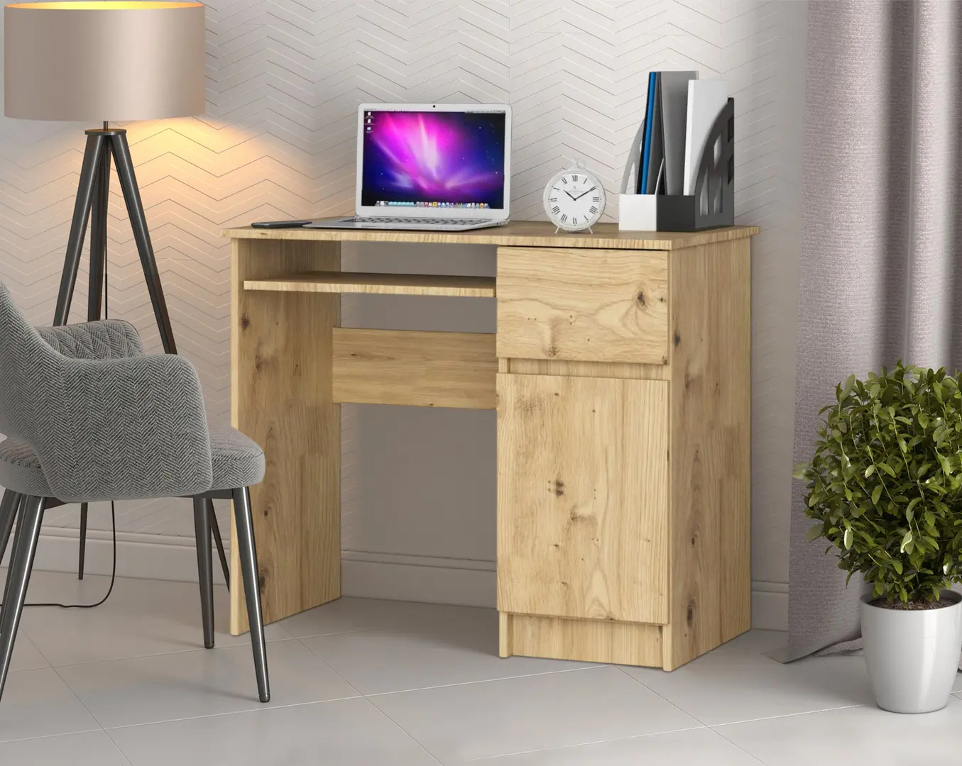 Masa pentru calculator Akord Piksel 90cm Right (Artisan Oak)