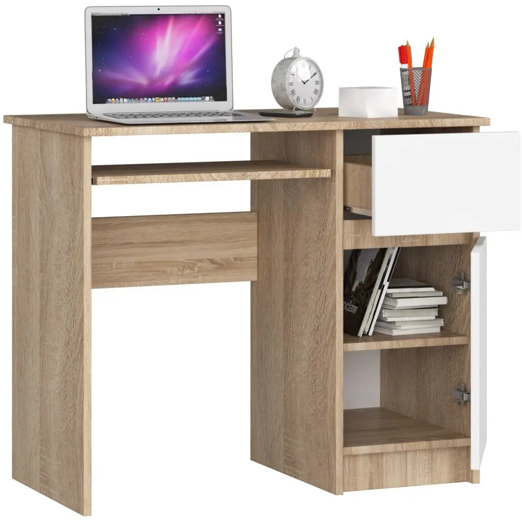 Masa pentru calculator Akord Piksel 90cm Right (Sonoma Oak/White) - 3