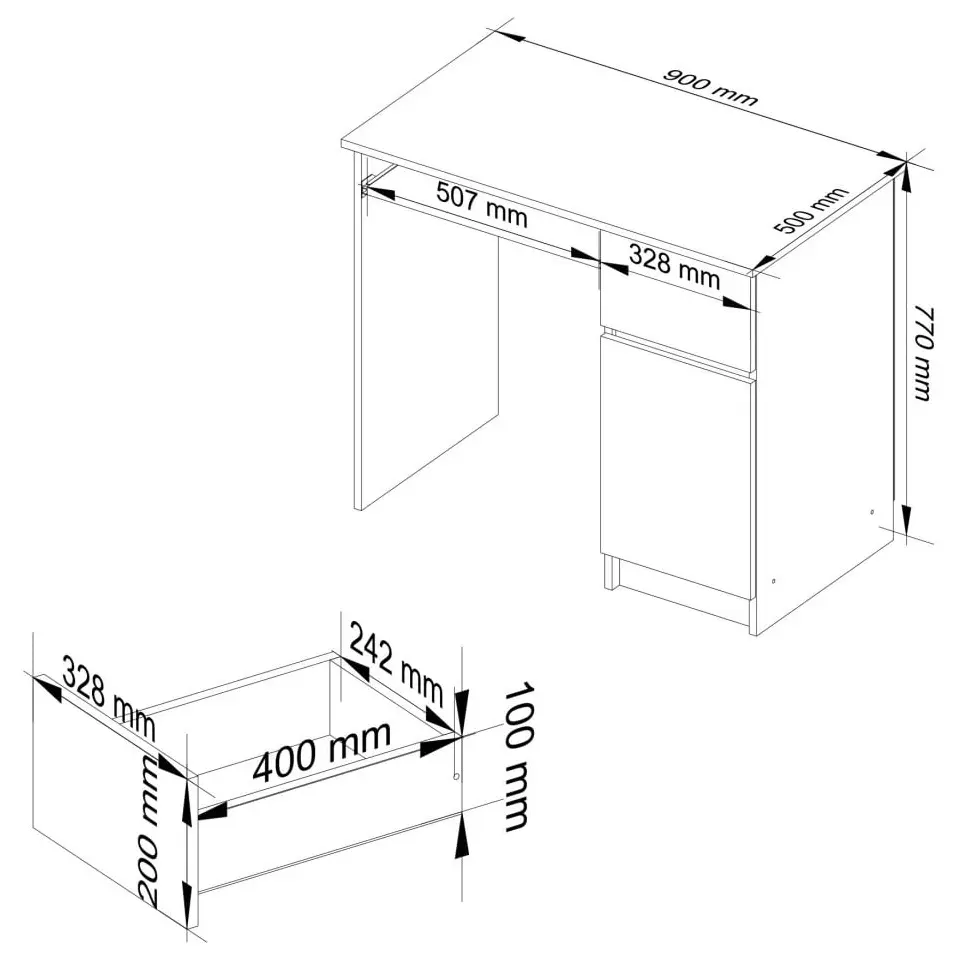 Masa pentru calculator Akord Piksel 90cm Right (Sonoma Oak/White) - 6