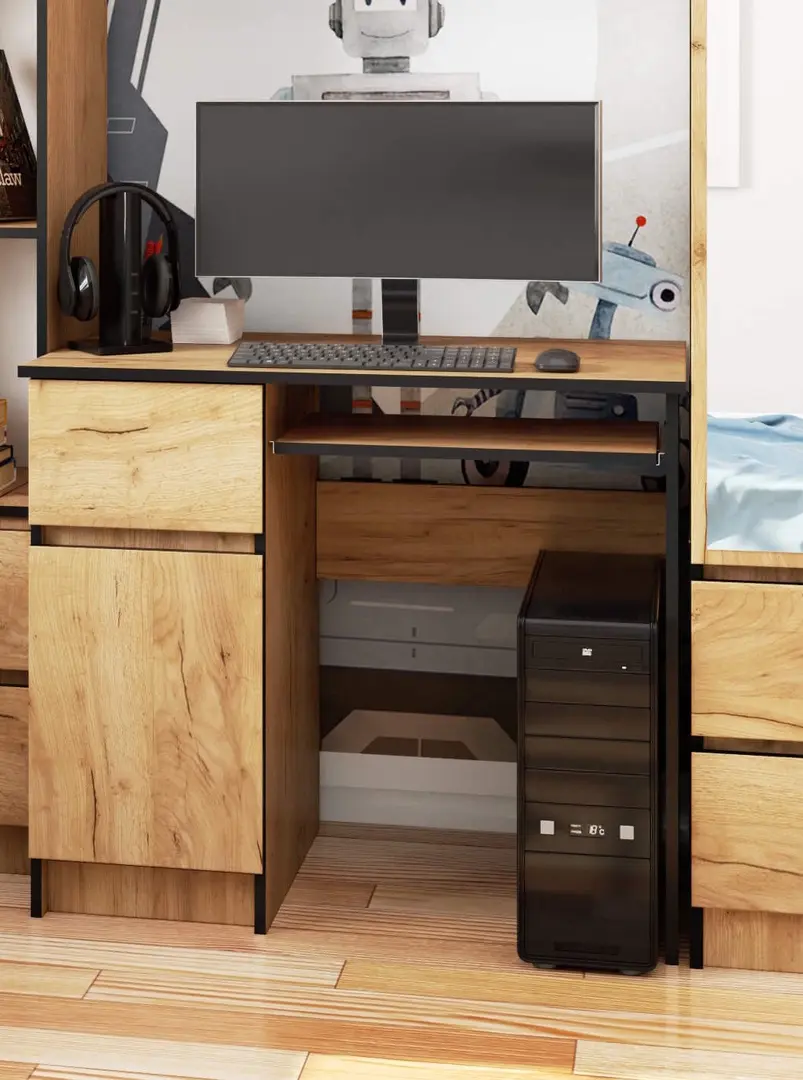 Masa pentru calculator Akord Piksel 90cm Left (Craft Oak)