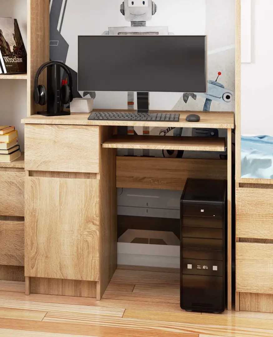 Masa pentru calculator Akord Piksel 90cm Left (Sonoma Oak)