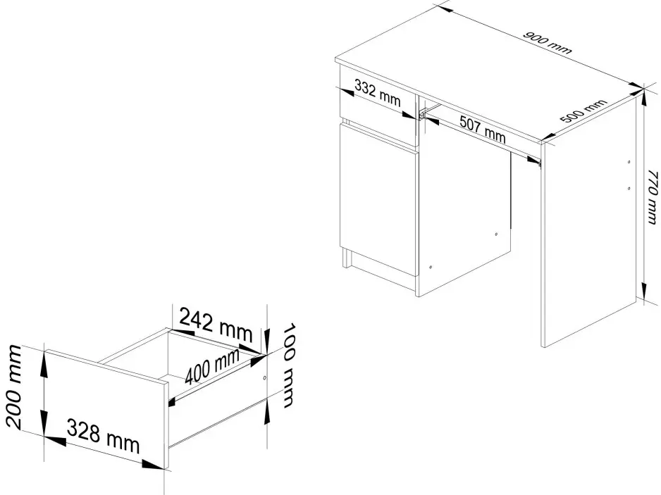 Masa pentru calculator Akord Piksel 90cm Left (White) - 4
