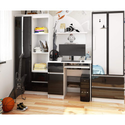 Стол компьютерный Akord Piksel 90см Left (White/Black Gloss) Thumb