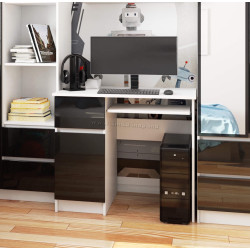 Masa pentru calculator Akord Piksel 90cm Left (White/Black Gloss)