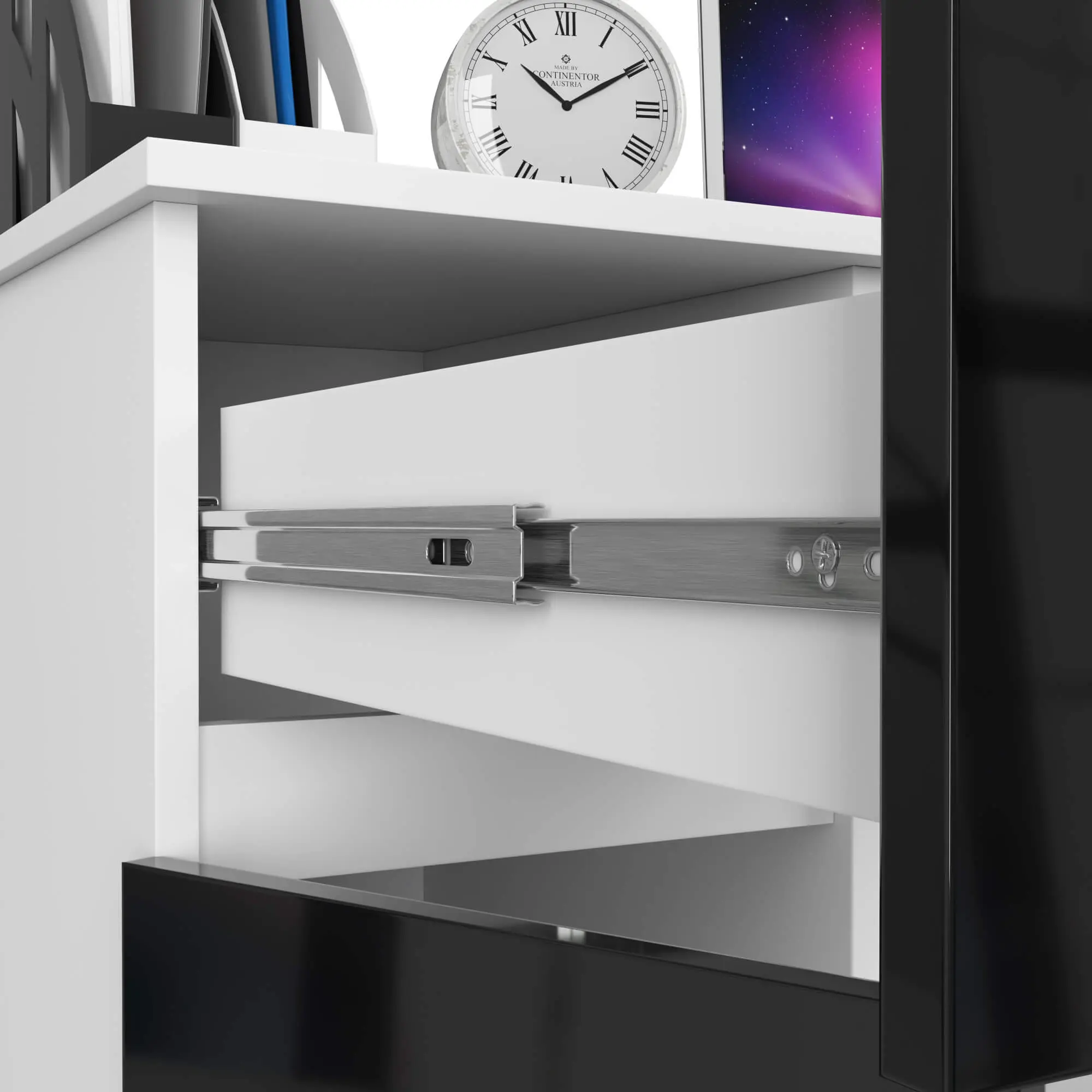 Стол компьютерный Akord Piksel 90см Left (White/Black Gloss)