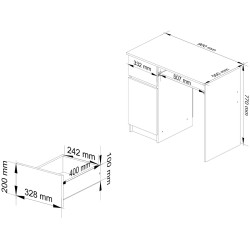 Стол компьютерный Akord Piksel 90см Left (White/Black Gloss) Thumb