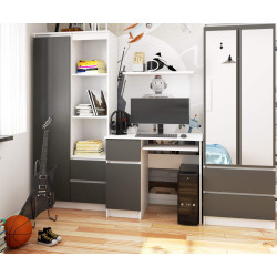 Masa pentru calculator Akord Piksel 90cm Left (White/Graphite Grey) Thumb