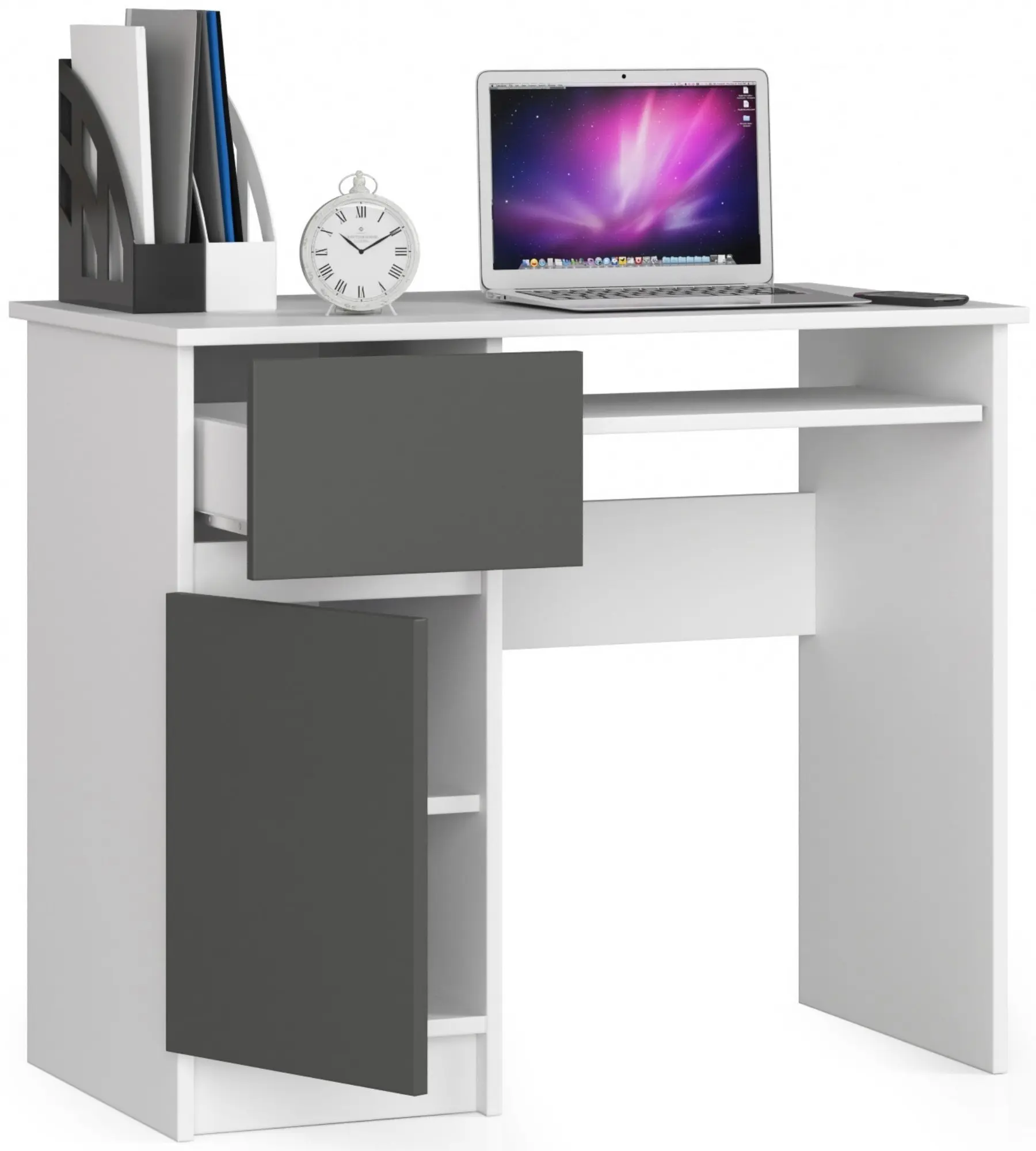 Masa pentru calculator Akord Piksel 90cm Left (White/Graphite Grey)