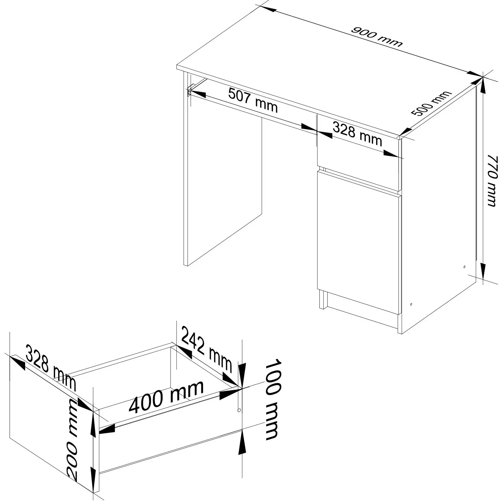 Masa pentru calculator Akord Piksel 90cm Right (Alder)