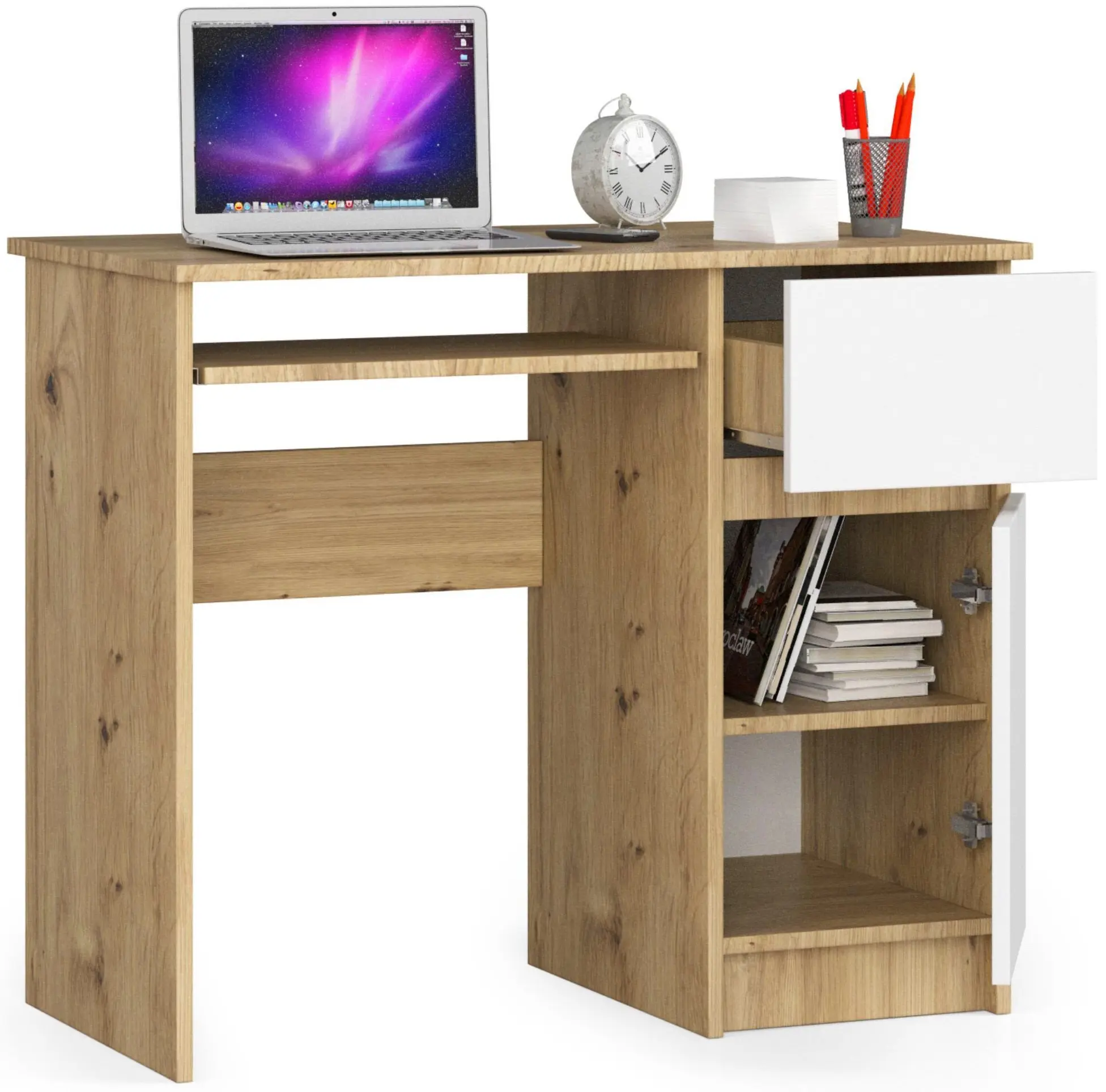 Masa pentru calculator Akord Piksel 90cm Right (Artisan Oak/White)