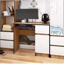 Masa pentru calculator Akord Piksel 90cm Right (Craft Oak/White)