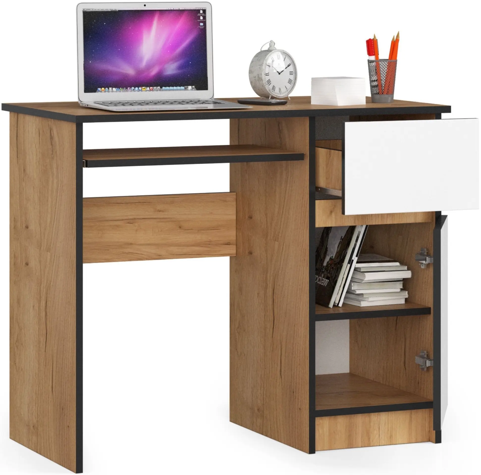 Стол компьютерный Akord Piksel 90см Right (Craft Oak/White)