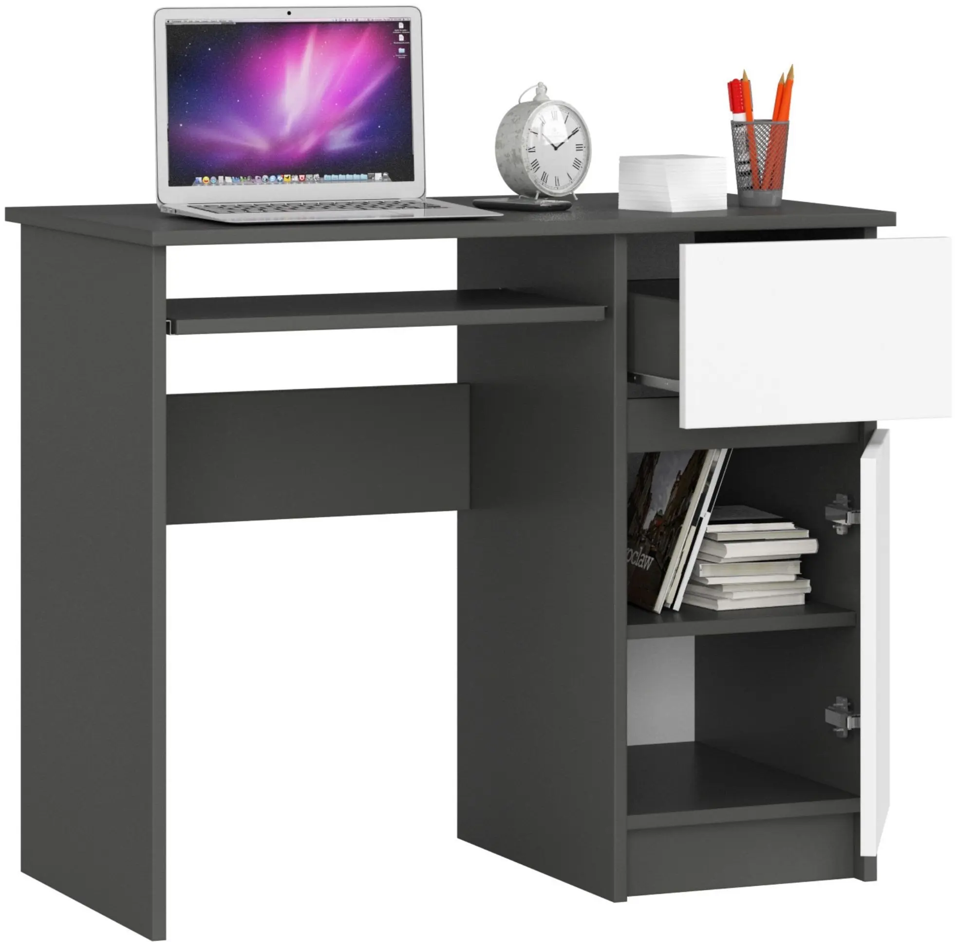 Стол компьютерный Akord Piksel 90см Right (Graphite Grey/White)