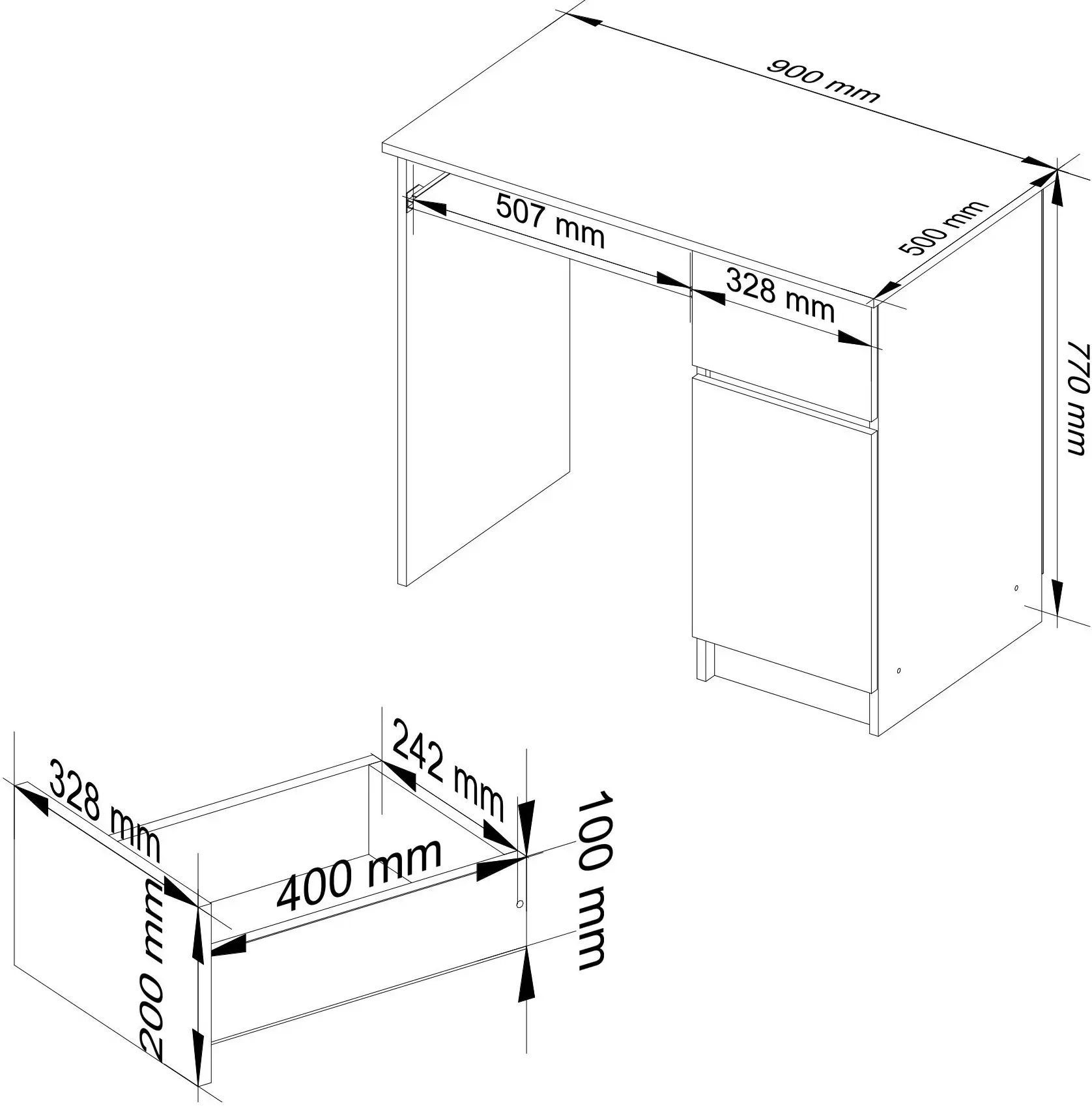 Стол компьютерный Akord Piksel 90см Right (White)