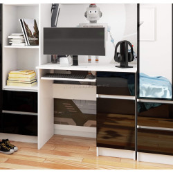 Masa pentru calculator Akord Piksel 90cm Right (White/Black Gloss)