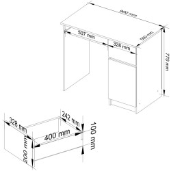 Masa pentru calculator Akord Piksel 90cm Right (White/Black Gloss) Thumb