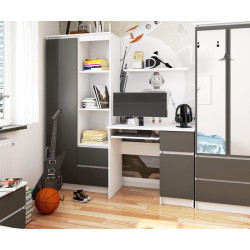 Стол компьютерный Akord Piksel 90см Right (White/Graphite Grey) Thumb