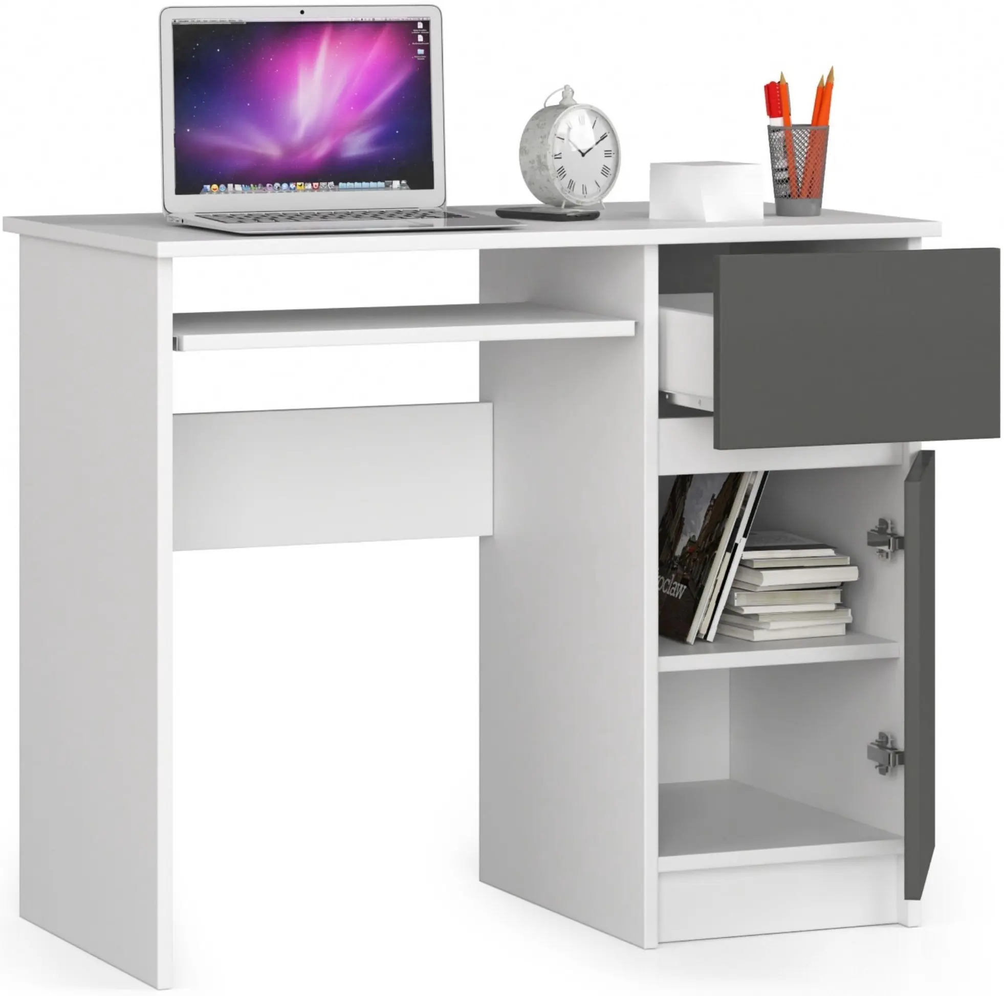 Стол компьютерный Akord Piksel 90см Right (White/Graphite Grey)