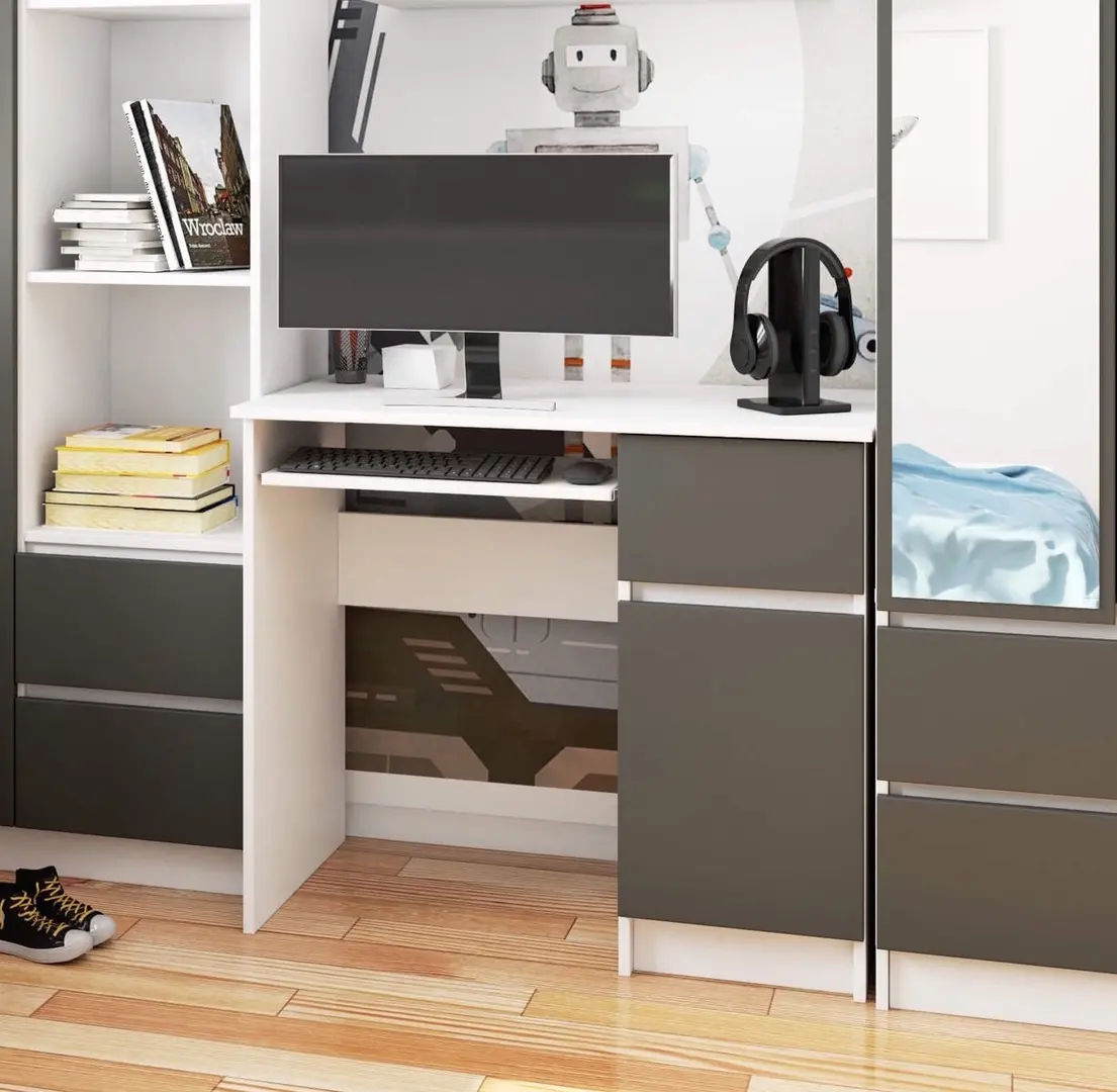 Стол компьютерный Akord Piksel 90см Right (White/Graphite Grey)