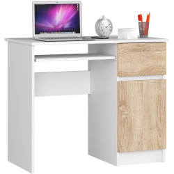 Masa pentru calculator Akord Piksel 90cm Right (White/Sonoma Oak) Thumb