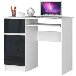 Стол компьютерный Akord Piksel Left (White/Graphite Gloss)