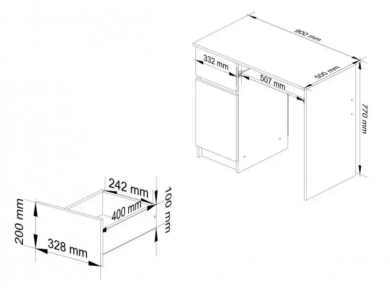 Стол компьютерный Akord Piksel Left (White/Graphite Gloss) - 2