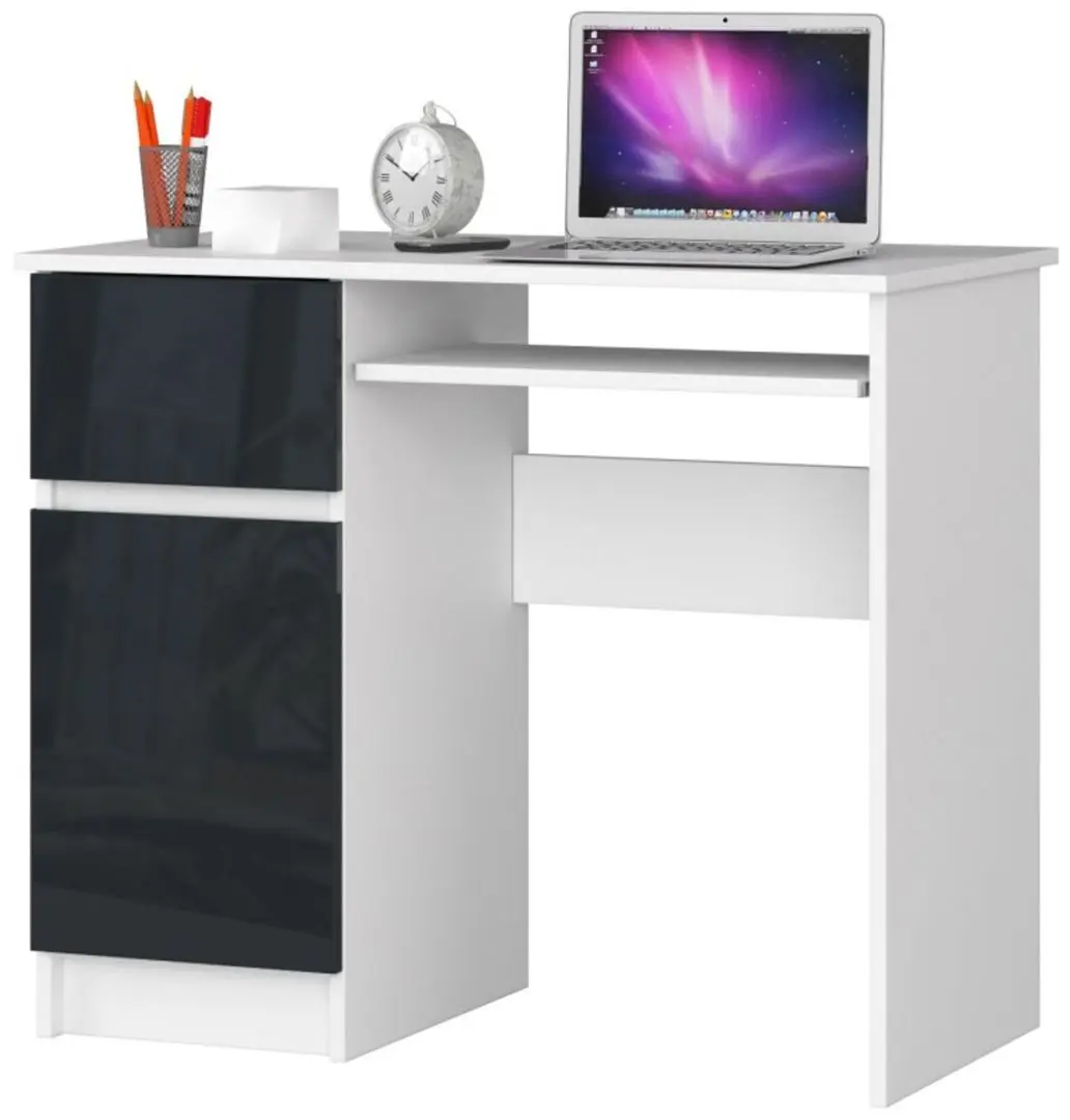 Стол компьютерный Akord Piksel Left (White/Graphite Gloss)