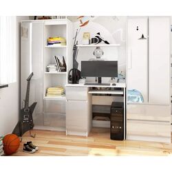 Стол компьютерный Akord Piksel Left (White/Metallic Gloss) Thumb