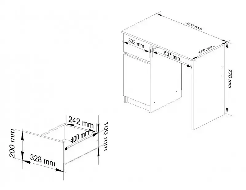 Стол компьютерный Akord Piksel Left (White/Metallic Gloss) - 5
