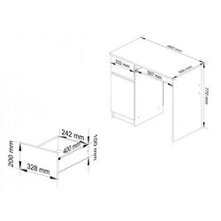 Masa de calculator Akord Piksel Left (White/Sonoma Oak) Thumb