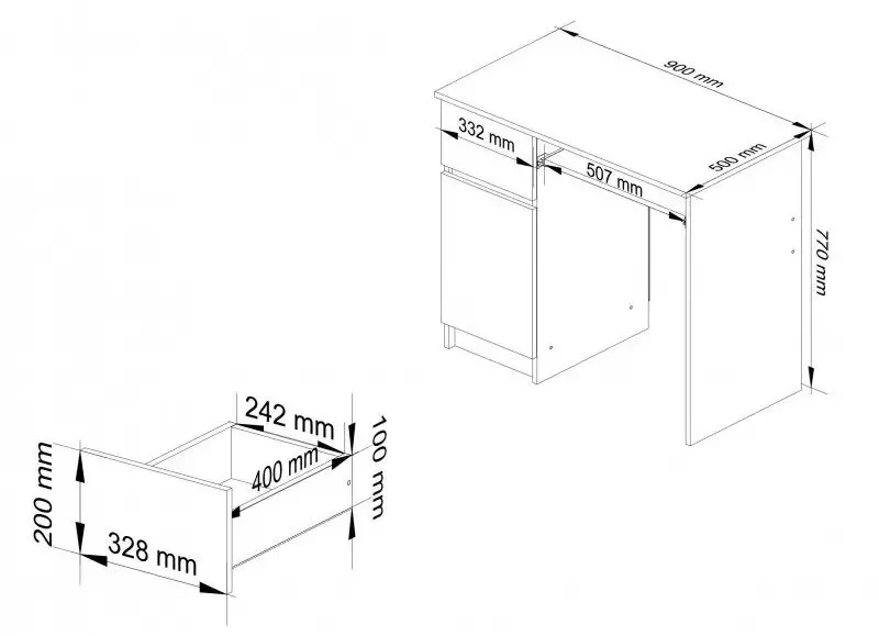 Masa de calculator Akord Piksel Left (White)