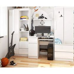 Masa de calculator Akord Piksel Left (White/White Gloss) Thumb